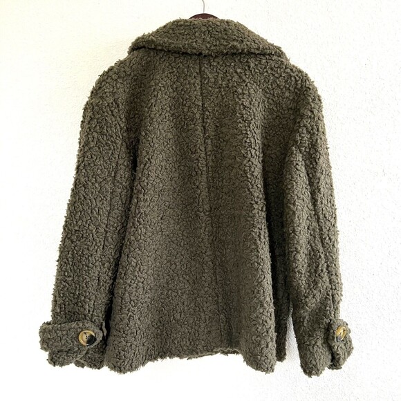 Free People So Soft Sherling Teddy Jacket Size S Green - Picture 2 of 8
